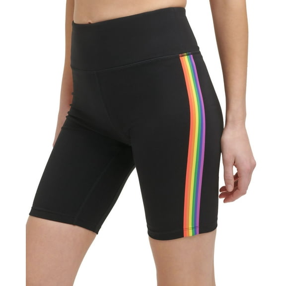DKNY Womens Sport Rainbow-Stripe Bike Shorts