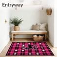 thumbnail image 3 of ODIKA 4'x6' Machine Washable Non-Slip Area Rug, Buffalo Plaid Stag with Snowflake Accents and Festive High Traffic Rug, Pink, 651554, 3 of 7