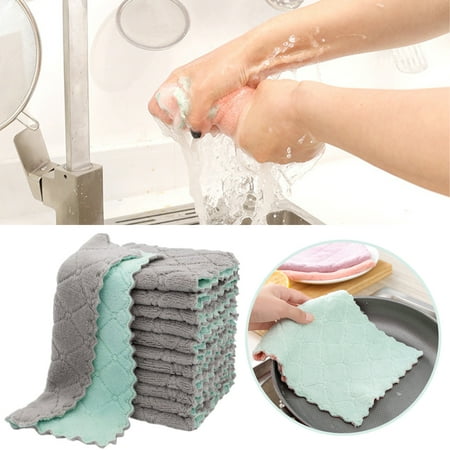 

soighxzc Clearance Dishcloths Super Absorbent Coral Velvet Dishtowels Nonstick Oil Washable Fast Drying Kitchen Cloth Dish Towels
