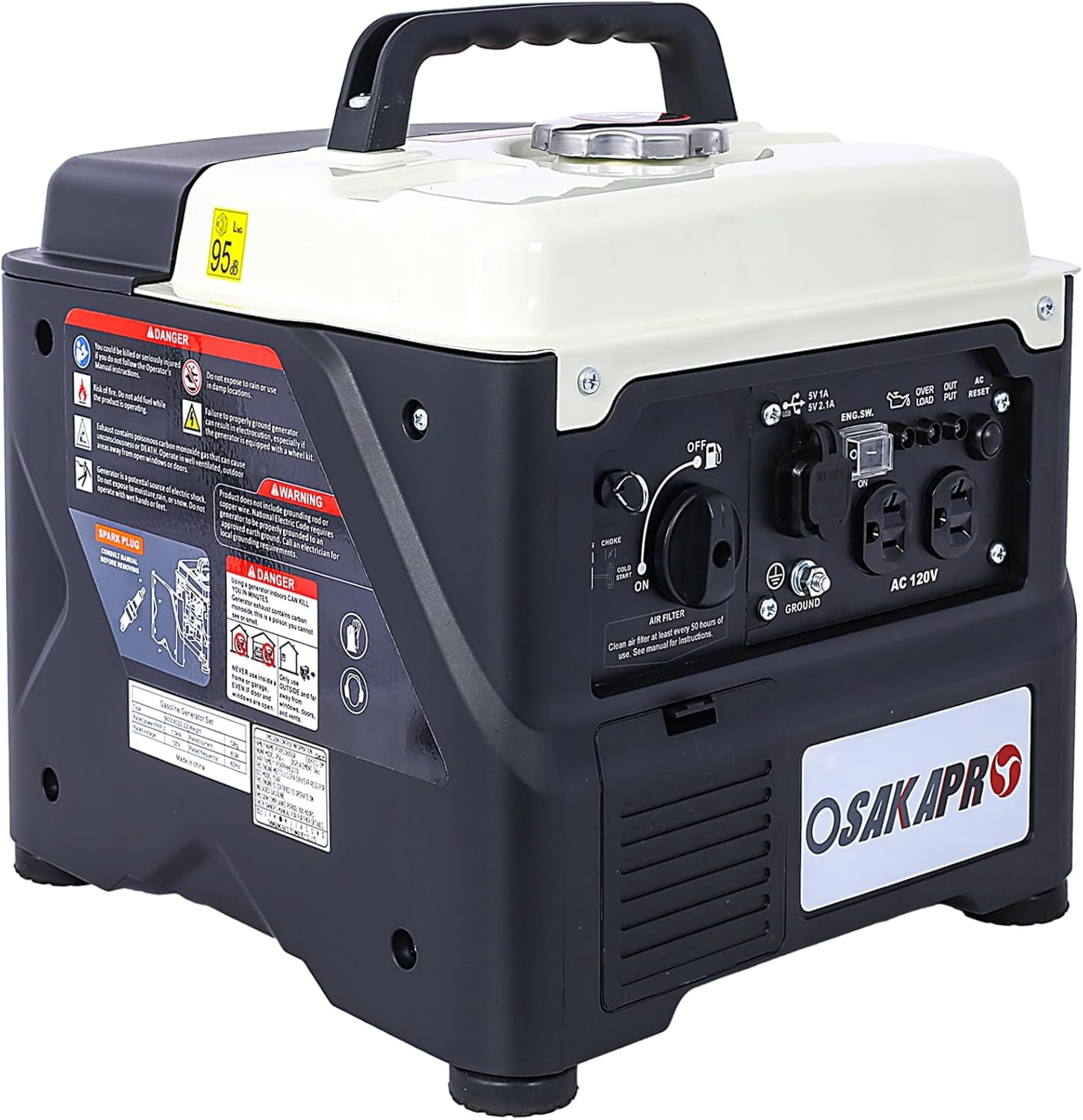 Urday 1200W Portable Inverter Generator, 56cc Gas Powered, Ultra Lightweight 27lbs, EPA Compliant, Eco-Mode, Quiet Power for Camping & Tailgating