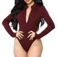 thumbnail image 2 of SMihono Pantalon en Lin pour Femmes Mode Grande Taille Décontracté Ample Femmes Sexy Fermeture Éclair Solide Manches Longues Col Rond Combinaison Body Jambes Larges Femmes, jusqu'à 65 % de Réduction!, 2 of 5