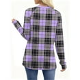 thumbnail image 4 of Mifsaly Women Plaid Pullover Tops Raglan Long Sleeve Teacher Shirts Checkered Crew Neck Loose Fit Sweatshirt Work Airport Casual T-Shirts Y2K Spring Fall Cute Pullover Outfits Purple, 4 of 9