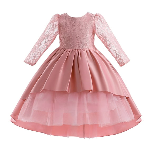 WUANDIXFA Toddler Girl Tutu Dress Long Sleeve Toddler Girl Dress Long Sleeve Prints Princess Dress Dance Party Dresses Clothes Flower Girl Dress Back to School Dress Pink,4-5 Years