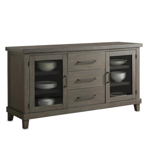 Bowery Hill Modern / Contemporary Washed Gray Wood 3-Drawer Server