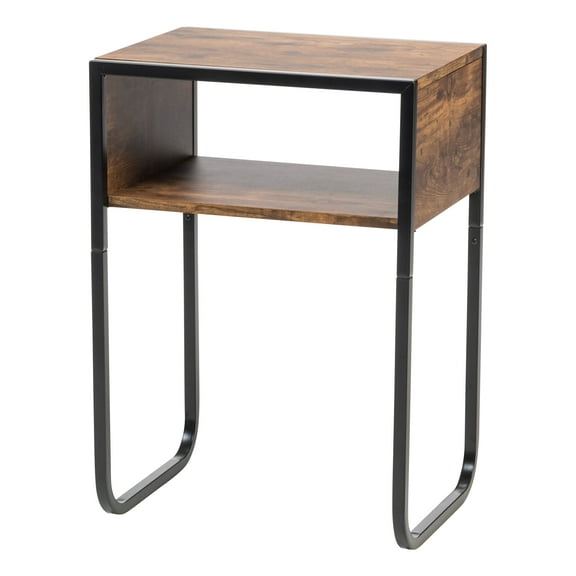 IRIS USA A-Shape Wood and Metal Accent Table, Brown