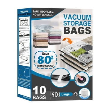 Cubepoint 10 Pack Vacuum Storage Bags with Electric Pump, 10 Large Space Saver Bags, Airtight Vacuum Sealed Bags for Clothes, Comforters, Blankets