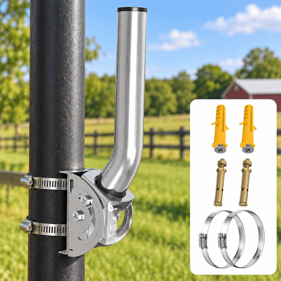 430 Stainless Steel Antenna Mount, 1-Pack 11 in x 1.38 in OD J-Pole Wall or Pole Mount Bracket for Wireless Bridge, Outdoor Antenna, Access Point, CPE, WiFi Extender, Weather Station, Silver