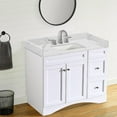 thumbnail image 6 of 24 Inch Quartz Vanity Top,White Countertop with Undermount Middle Sink Vanity Top, Come with 1 Sidesplash and 1 Backsplash,One Hole Bathroom Vanity Sink Top, 6 of 6