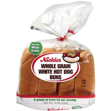 Nickles: Whole Grain White Hot Dog Buns, 12 oz