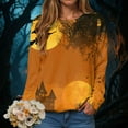 thumbnail image 2 of YDFCWXW Womens Crewneck Sweatshirts Fall Winter Long Sleeve Pullover Tops Casual Halloween Graphic Oversized Shirts 2025 Gold, L, 2 of 5