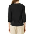 thumbnail image 3 of INSPIRE CHIC Women's Satin Blouse Casual Solid Long Sleeve V Neck Top Shirts S Black, 3 of 6