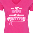 thumbnail image 4 of Inktastic My Wife is a Survivor Breast Cancer Awareness Women's V-Neck T-Shirt, 4 of 5