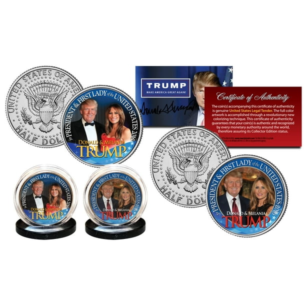 DONALD & MELANIA TRUMP President & First Lady JFK Kennedy Half Dollar 2 ...