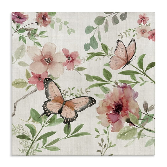 Stupell Industries Cottage Country Cottage Florals in Pink Canvas Art, 17 x 17, by Nan