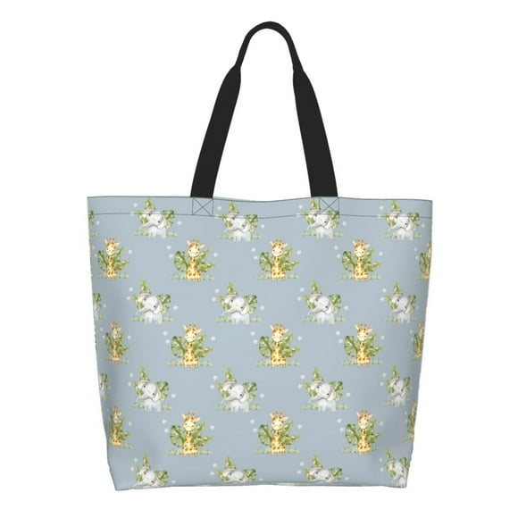 Balery Baby Elephant Giraffe Bolsa Tote Estilo Estético con Cremalleras, Bolsa de Hombro, Bolsa de Compras Grande y Plegable