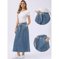thumbnail image 2 of DARING DIVA Women's Elastic Waist A Line Long Jean Skirts Medium Blue, 2 of 6