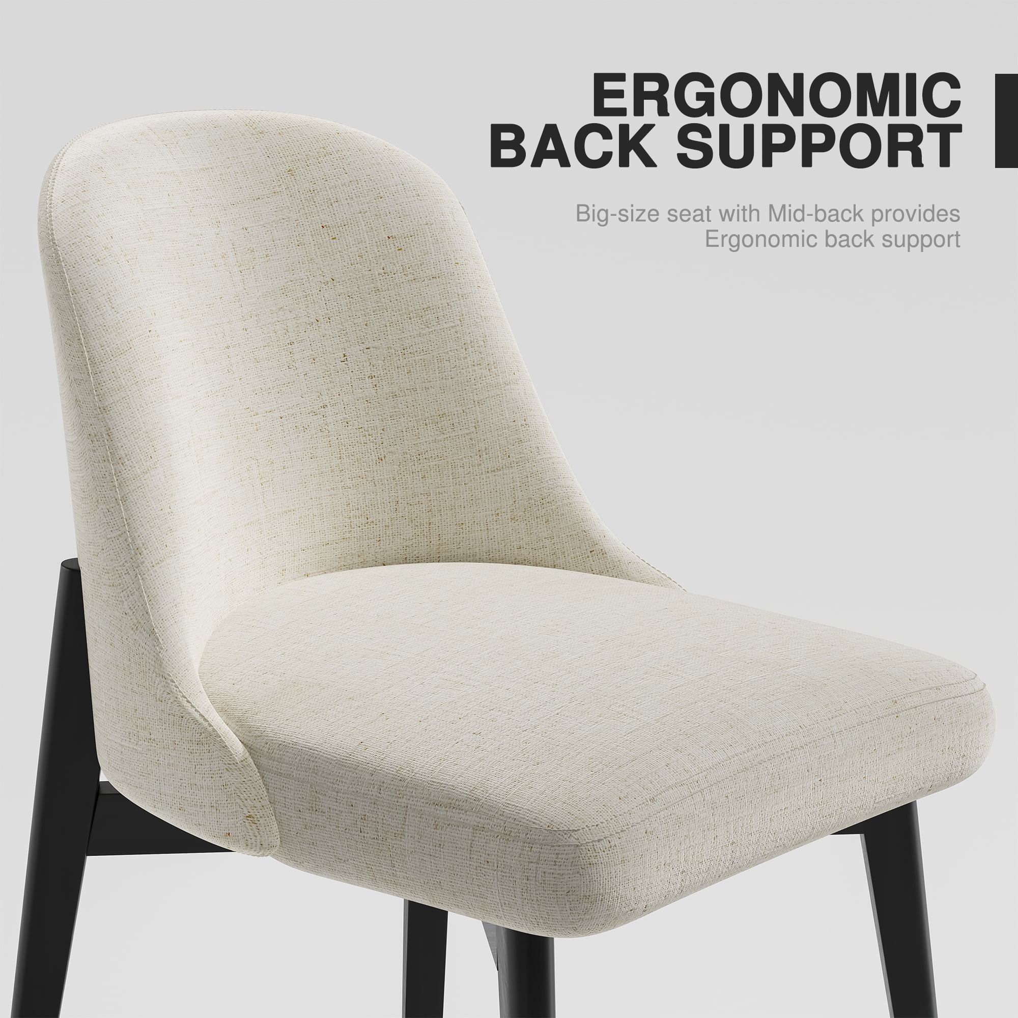 Upholstered Wood Side Chairs Dining Chairs Modern Living Room Kitchen Chairs, Black (Set of 2)