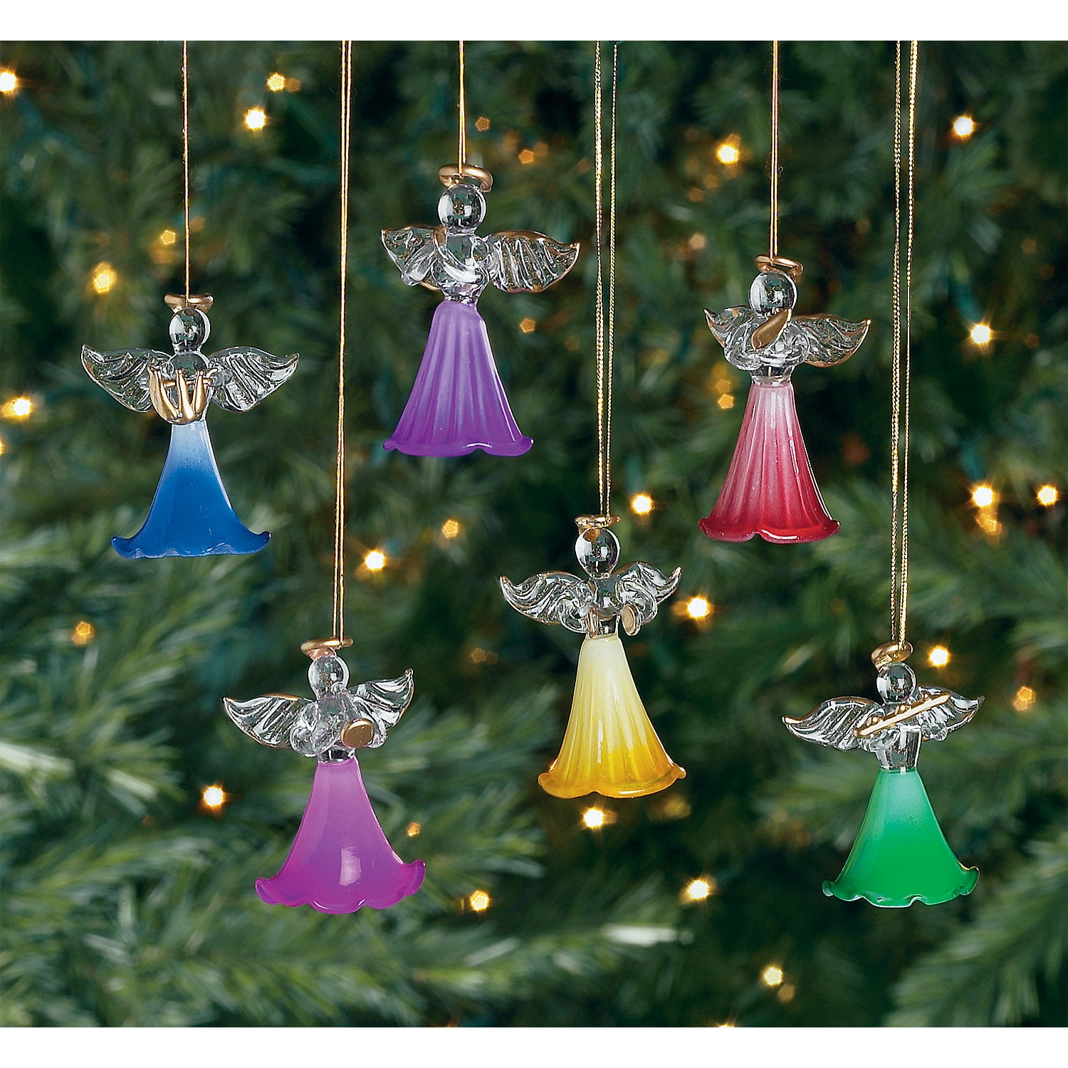 Colored Glass Angel Ornaments (Dz) - Home Decor - 12 Pieces - Walmart.com