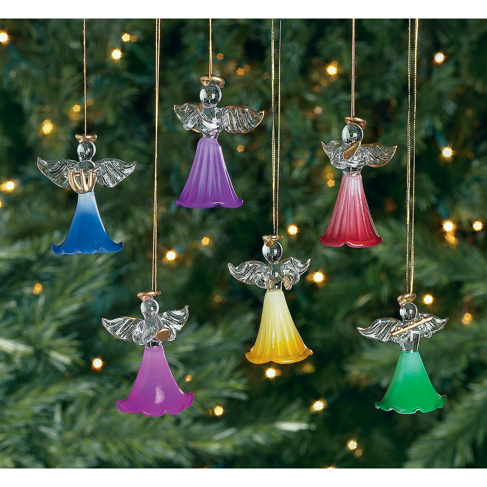 Colored Glass Angel Ornaments (Dz) Home Decor 12 Pieces Walmart