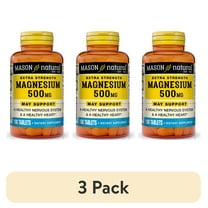 (3 pack) Mason Natural Magnesium 500 mg Extra Strength - Health Supplements for Heart, Nervous System and Relaxation, 100 Tablets