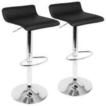 Ale Contemporary Adjustable Barstool In Black Pu Leather - Set Of 2