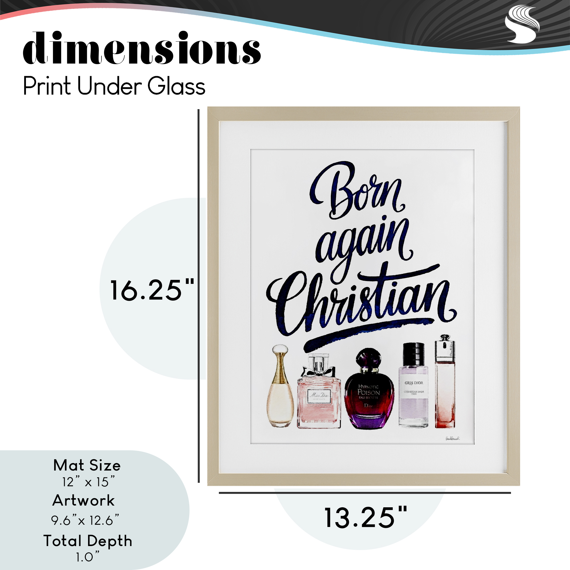 Born Again Christian Skincare Birch Framed Print Under Glass, design by Amanda Greenwood