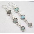 thumbnail image 2 of SilverStarJewel .925 Pure Silver Blue Fire Labradorite 3 Gemstone Stunning Earrings 2.2", 2 of 3