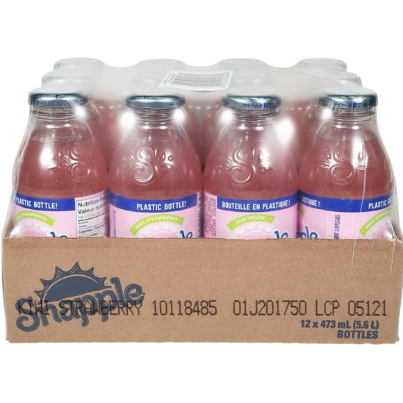 Snapple Tous les Thés et Jus Aromatisés aux Fruits Naturels, Bouteilles en Plastique de 473 Ml (Fraise de Kiwi, Pack de 12)