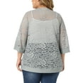 thumbnail image 4 of DARING DIVA Plus Size Bolero Outfits Lace Panel Sheer Cardigans 2X Gray, 4 of 6
