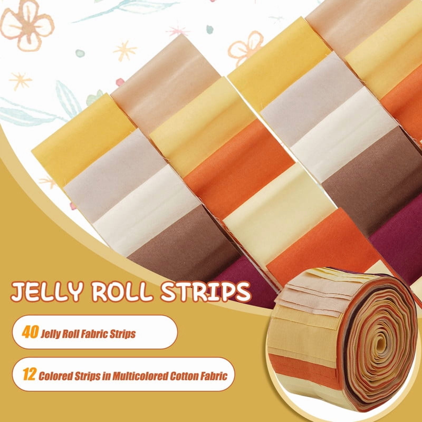 40PCS Jelly Roll Fabric 2.5x39 Inches (6.5x100 cm) Quilting Strips Bundle Cotton Solid Color Fabrics Patchwork for DIY Sewing Crafting Decoration (Thanksgiving Day)