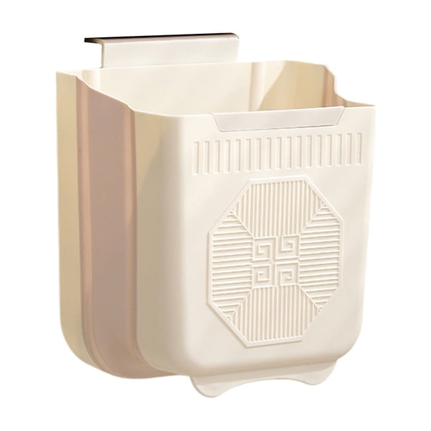 Papelera plegable de pared, contenedor de basura colgante para cocina, contenedor de almacenamiento telescópico de plástico para espacios pequeños, puerta de armario, papelera de baño con gancho,