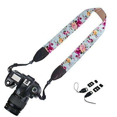 elvam camera neck shoulder strap belt for nikon / canon / sony / olympus / pentax / mini 9 / mini 8 / mini 7s / mini 25 / mini 50s / mini 90 / dslr / slr / dc / fujifilm instax camera - floral