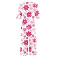 thumbnail image 4 of Edvintorg Women's Summer Hawaiian Casual Jumpsuits Short Sleeve V-Neck Back Zipper Wide Leg Jumpsuit with Pockets Beach Clothes, 4 of 5
