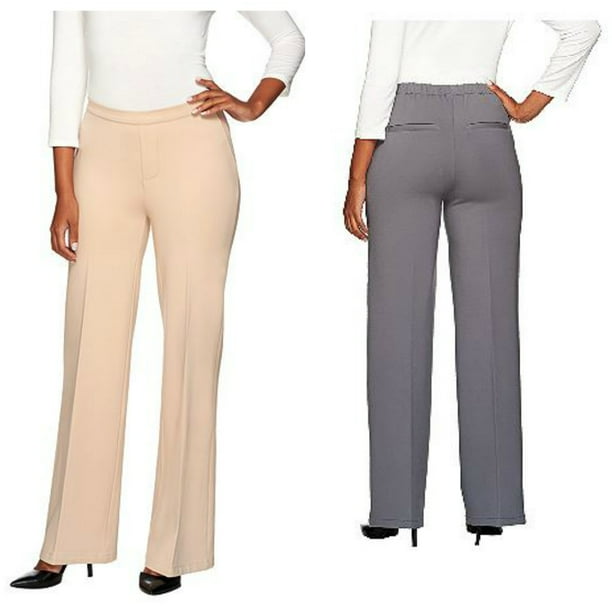 H by Halston Petite Ponte Knit Wide Leg Pants