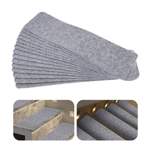 Set of 15 Stair Treads Indoor Non Slip / Skid Mats Step Pads Carpet Rugs Gray Ladder Mat