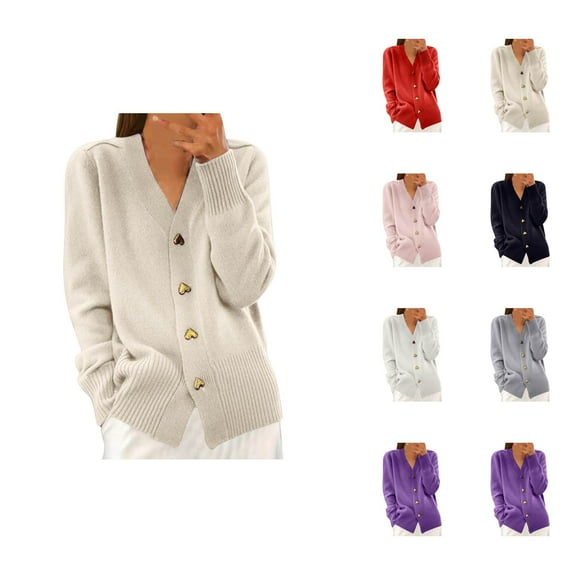 Sweaters for Women 2025 Fall Winter Long Sleeve V-Neck Button Down Knit Sweater Jumper Tops Womens Pullover Sweaters