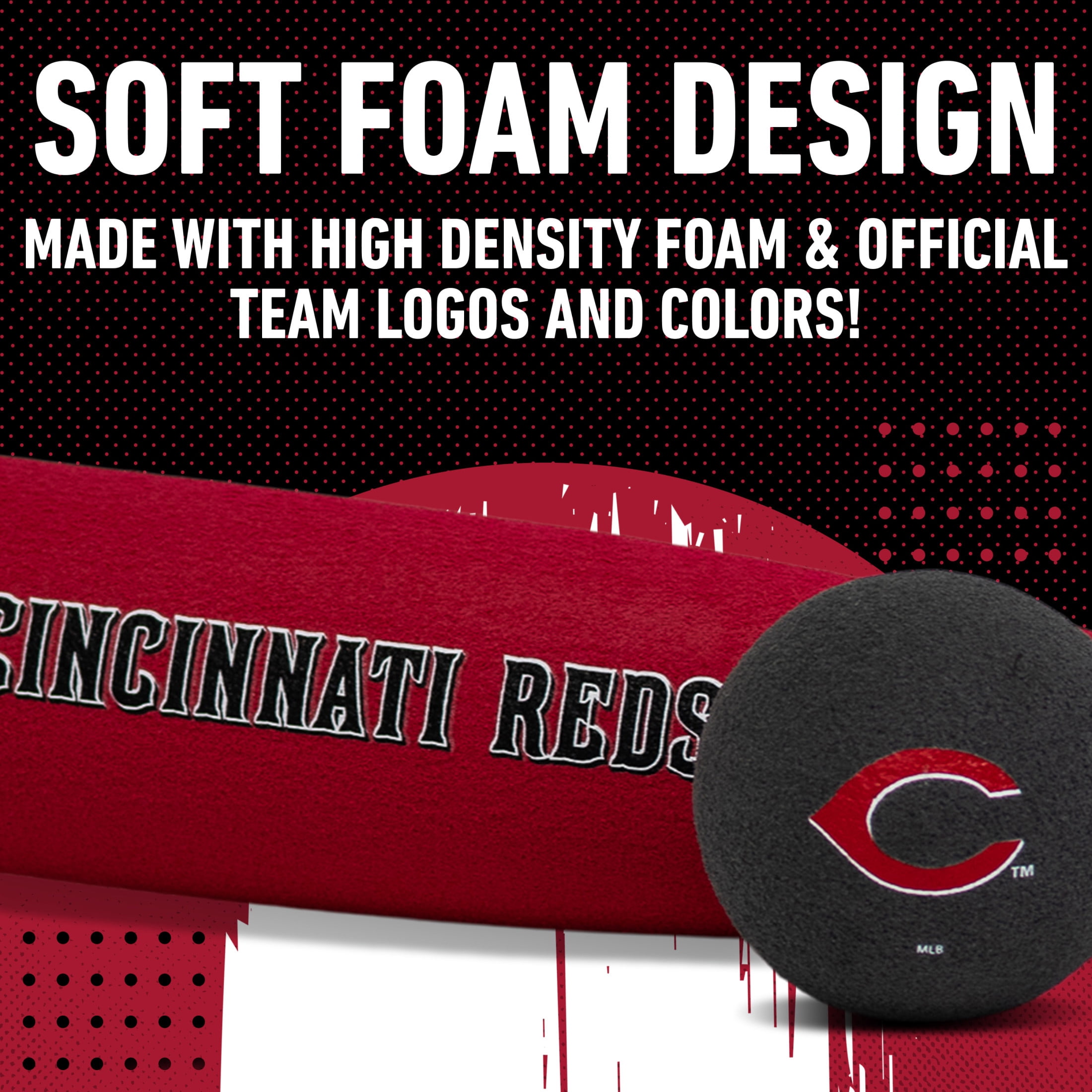Franklin Sports MLB Cincinnati Reds Foam Bat + Ball Set, 21 in