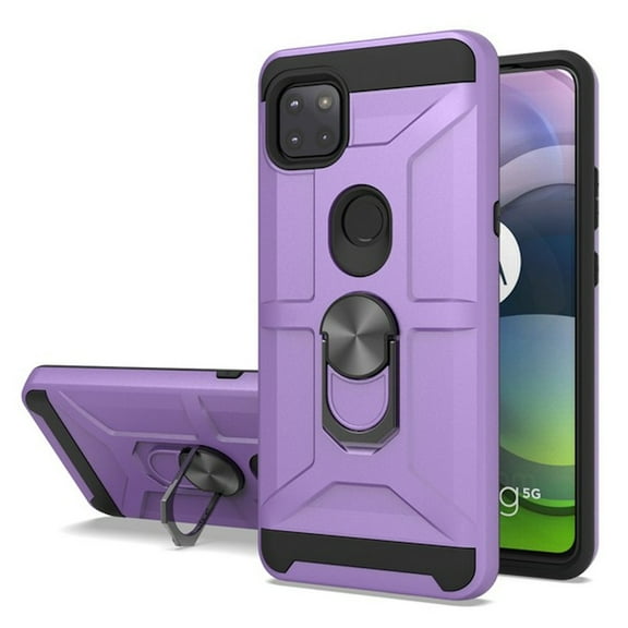 Dynamic Dual Layer Hybrid Case with Ring Stent Finger Loop for Motorola One 5G Ace - Purple