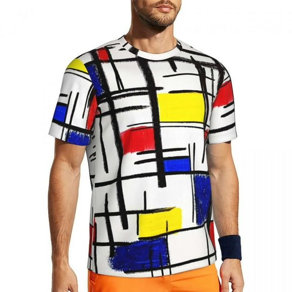 Modern Pop Art T-Shirt Mondrian Minimalist Hip Hop Sports T-Shirts Short Sleeve Comfortabl