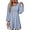 Sky Blue, variant on Womens Casual Smocked Square Neck Dress, Long Sleeve Button Up Empire Waist A-Line Mini Dress