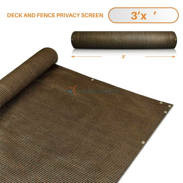3' x 173' Brown Residential Commercial Privacy Deck Fence Screen 160 GSM Weather Resistant Outdoor Protection Fencing Net for Balcony Verandah Porch Patio Pool Backyard Rails