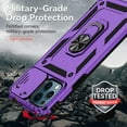 thumbnail image 4 of for iPhone 12 / iPhone 12 Pro Case with Camera Lens Cover HD Screen Protector,  Grade Drop Protection  Ring Holder Kickstand Protective Phone Case for iPhone 12 / 12 Pro (Purple), 4 of 16