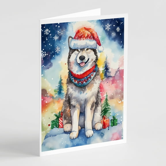 Alaskan Malamute Christmas Greeting Cards Pack of 8 7 in x 5 in