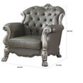 thumbnail image 4 of Benjara Traditional Leatherette Chair with Button Tufted and Carved Details-Gray, 4 of 5