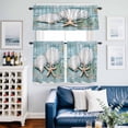 thumbnail image 2 of Starfish Starfish Shell Kitchen Curtains Valances and Tiers Set of 3 Marine Life Tier Curtains and Valance with Rod Pocket for Small Windows, 27.5"x24", 2 of 9