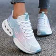 thumbnail image 2 of Mesh Running Shoes for Women Chunky Air Cushion Fashion Sneakers Lace up Antislip Trainers Athletic Shoes Lightweight Walking Shoes Light Blue Size 8.5, 2 of 5