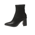 thumbnail image 2 of Tawop Womans Boots Chunky Low Heel Zipper Pointy Toe Fall Black Boots, 2 of 7