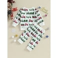 thumbnail image 5 of Elippeo Toddler Boys Girls Christmas Outfits 3M 6M 12M 18M 24M 3Y Truck Christmas Tree Print Long Sleeve Sweatshirts and Long Pants 2Pcs Fall Clothes Set, 5 of 10