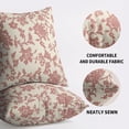 thumbnail image 5 of Coral Pink Floral Block Print Pillow Covers 16x16 Set of 2 Rustic Old Style Modern Vintage Flower Pattern Cream Decorative Throw Pillow Cases Outdoor Farmhouse Decoration for Sofa Couch Bed, 5 of 6