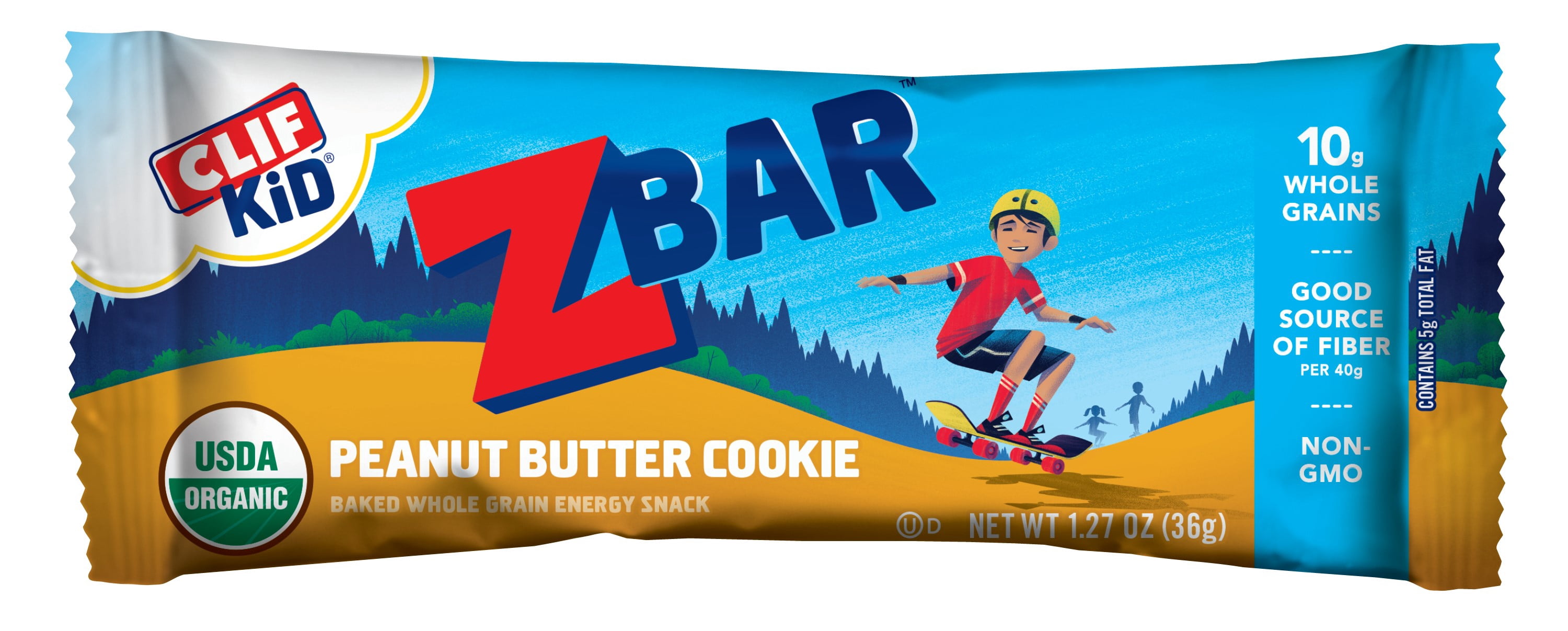 Clif Kid Zbar, Organic, Whole Grain Energy Snack Bars, Granola Bars, Peanut Butter Cookie, 18 Ct, 1.27 oz